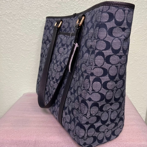🎀NWT Coach Hudson Double Handle Tote In Signature Chambray 💖 - Picture 3 of 12